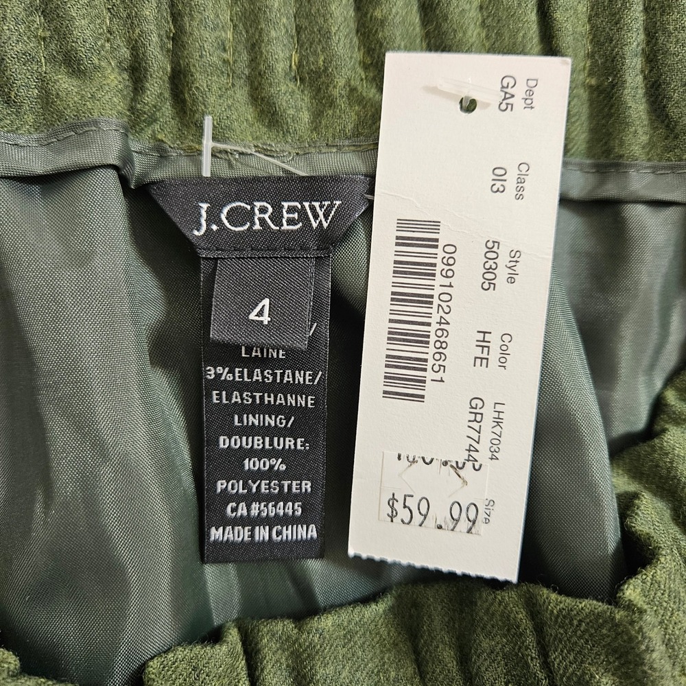 J.Crew NWT Womens Wool Mini Skirt Green Preppy Academia Minimalist Relaxed S 4 - Picture 4 of 9